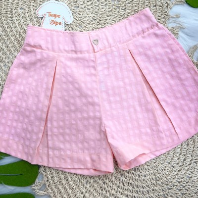 Conj. Blusa Alcinha Laço e Short - rosa xadrez